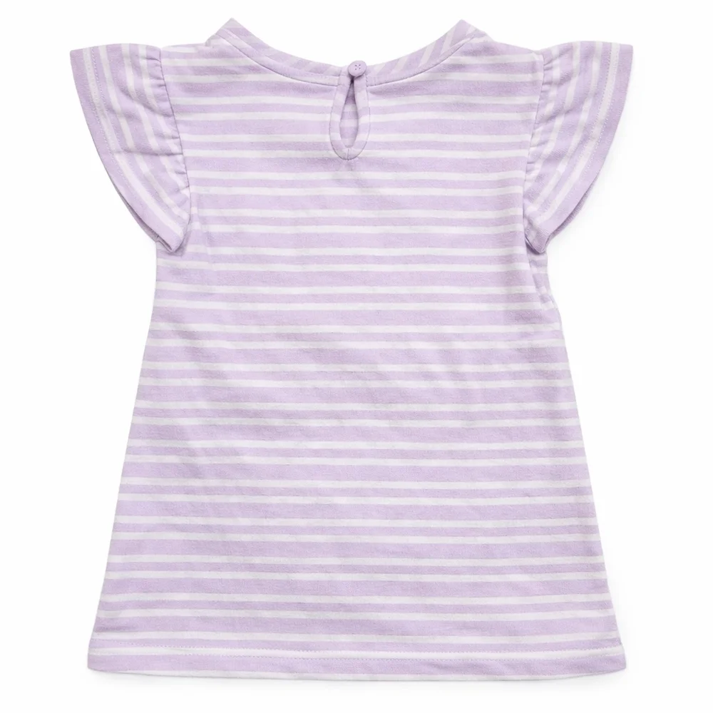 Cat & Jack Baby Girl Bunny Easter Dress 12M | Purple Striped Flutter Sleeve